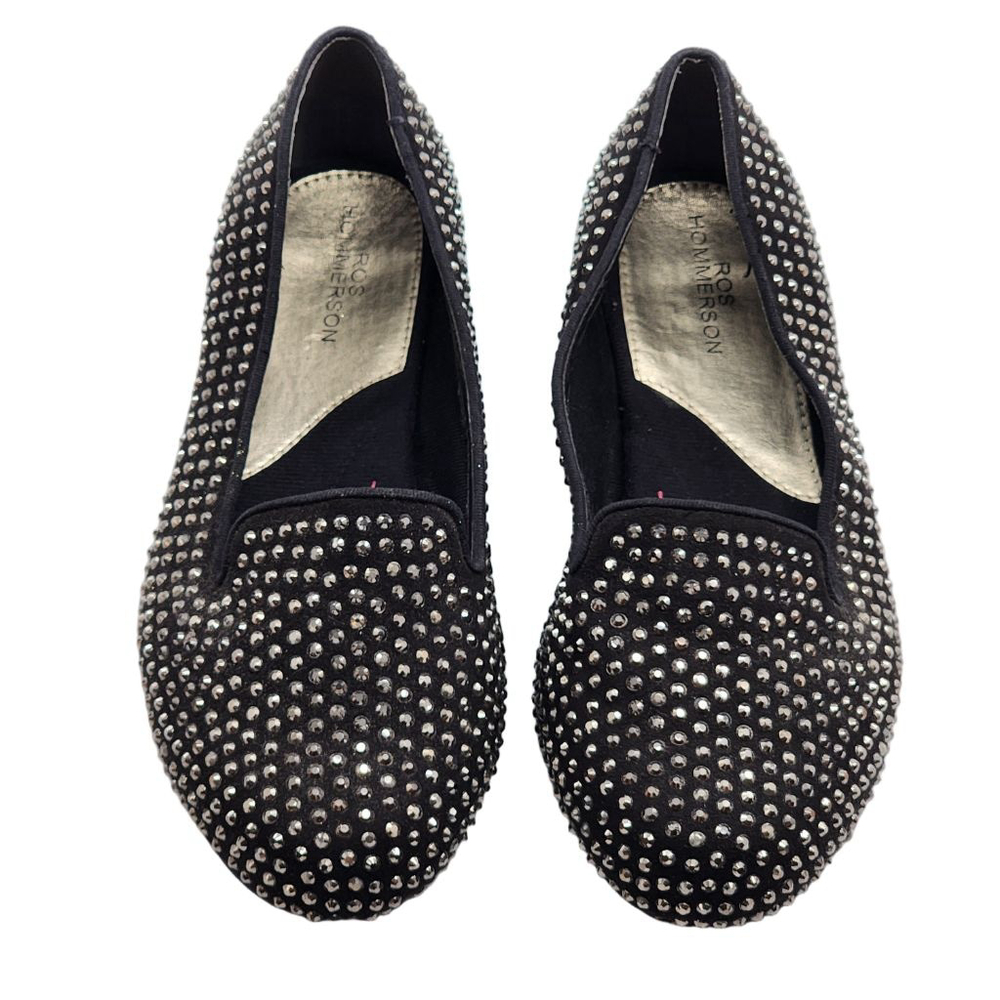 ROSS HOMMERSON Black Silver Studded Suede Flats Loafers‎ 7.5